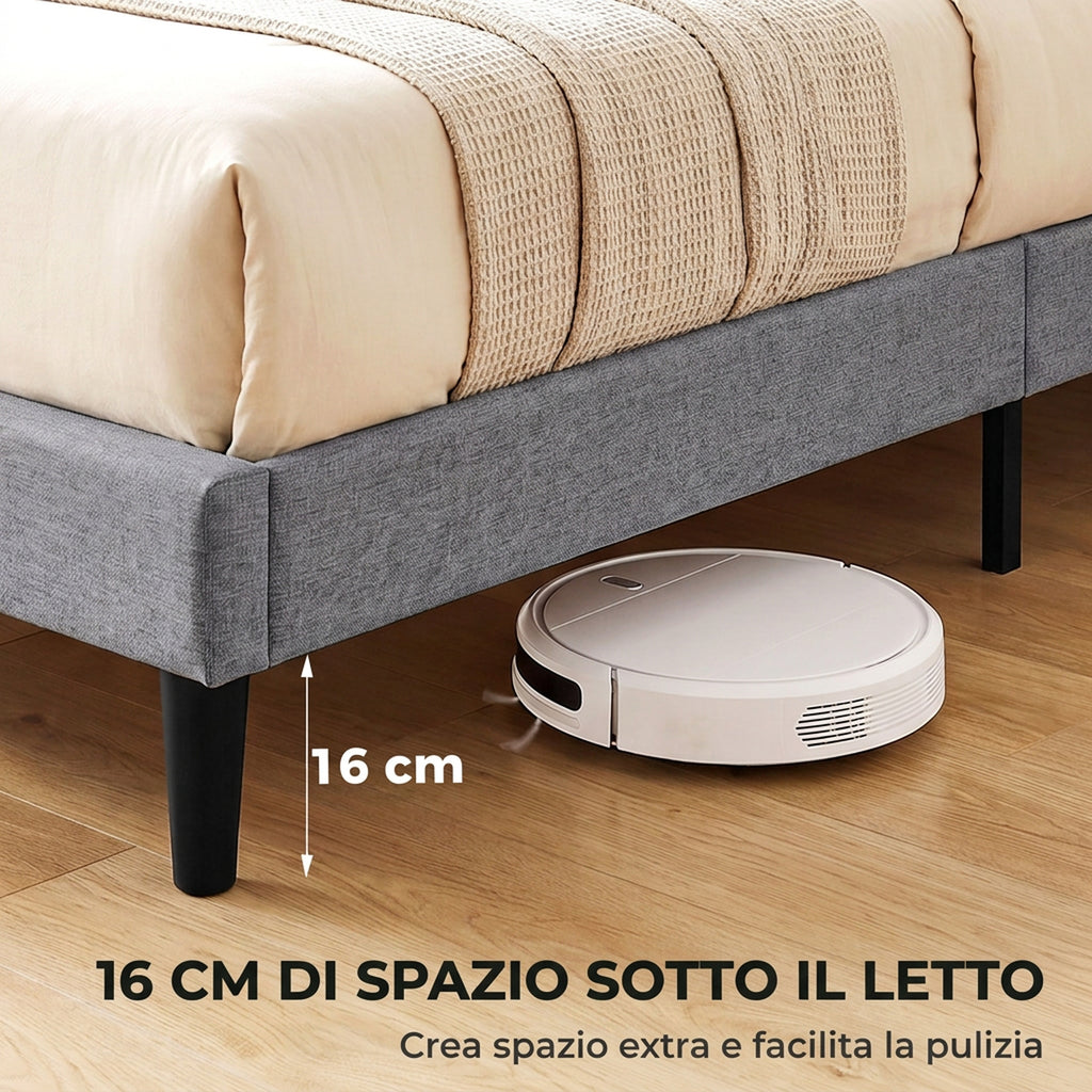 Letto Matrimoniale Imbottito con Testiera Trapuntata