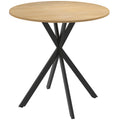 Tavolo da Pranzo Rotondo Stile Industriale con Gambe a Croce Effetto Quercia