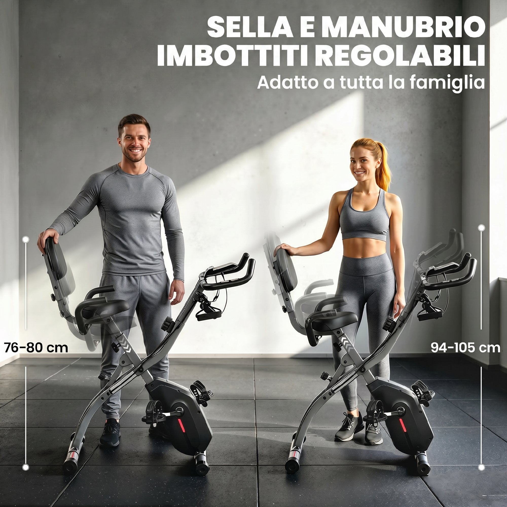 Cyclette Magnetica con Resistenza a 8 Livelli, Display LCD e App Bluetooth, in Acciaio Q195 Nero