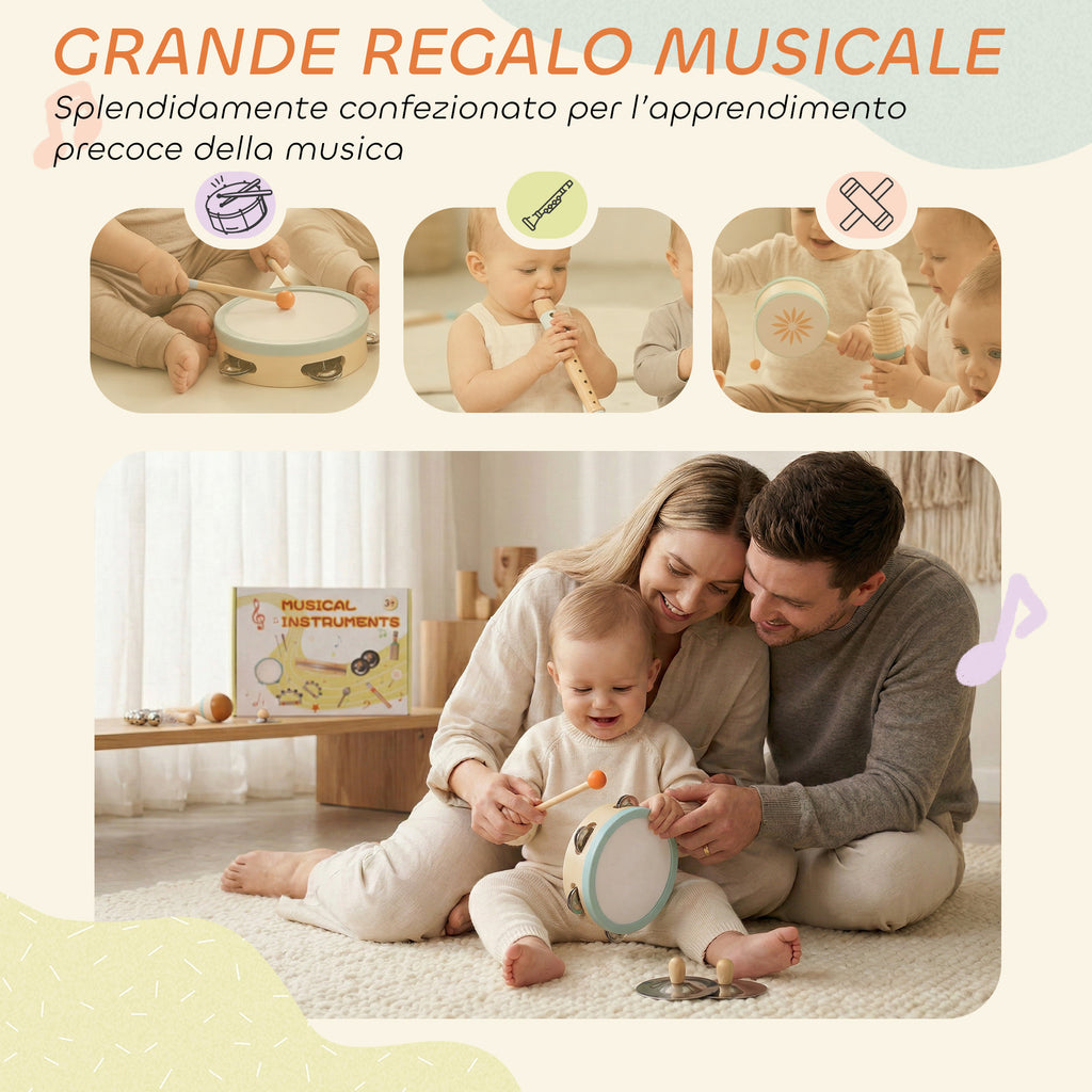 Set Strumenti Musicali per Bambini in Legno – Percussioni Montessori