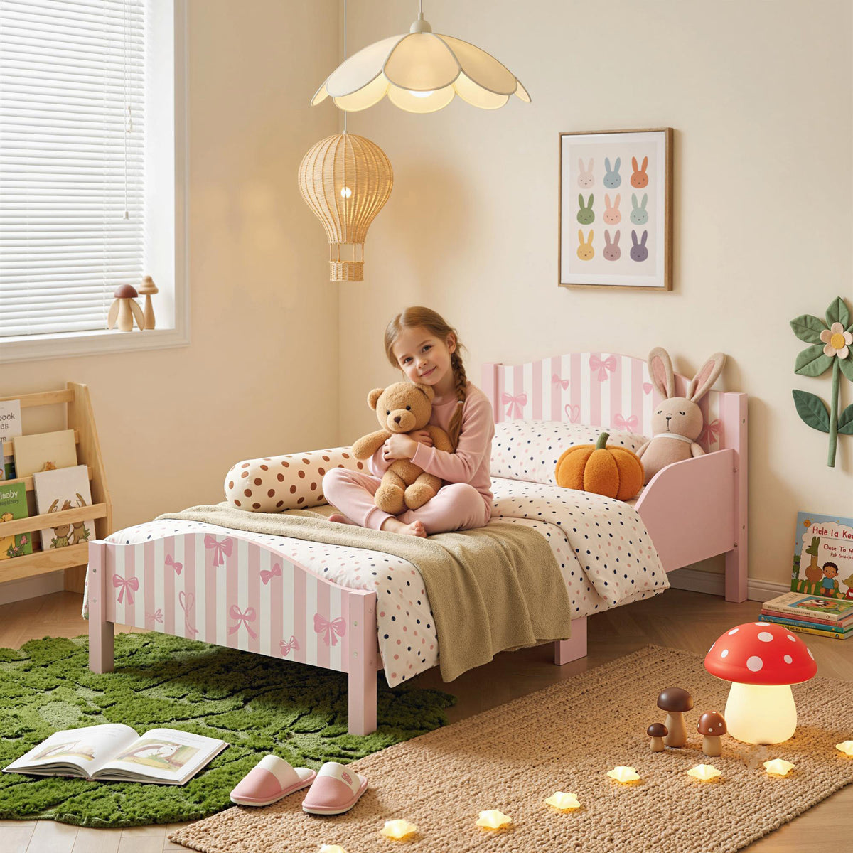 Letto Montessori a Fiocco Rosa per Bambini