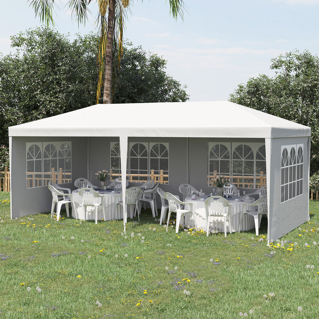 Gazebo da Giardino per Eventi 5,8 x 2,9 m con 4 Pareti Rimovibili e Finestre