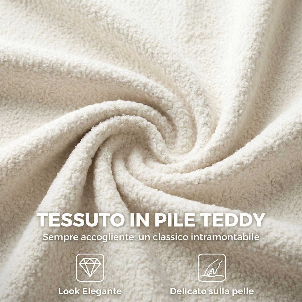 Sedia Girevole in Sherpa Crema con Altezza Regolabile