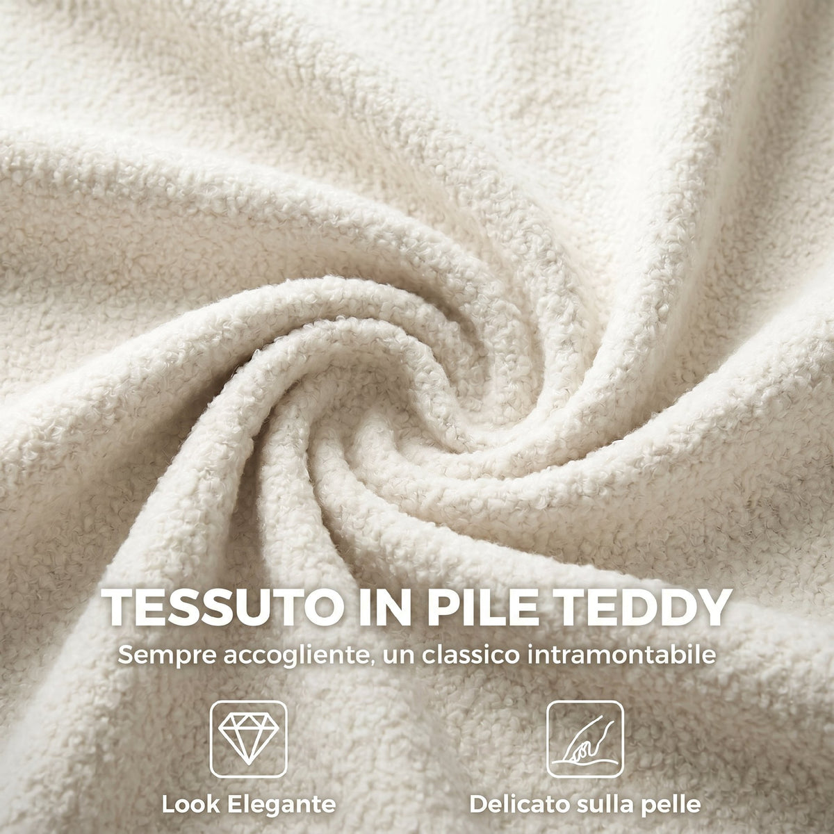 Sedia Girevole in Sherpa Crema con Altezza Regolabile