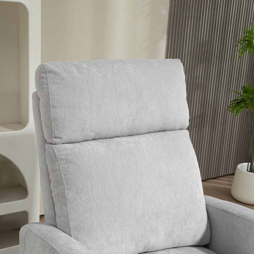 Poltrona Relax Reclinabile fino a 150° con Poggiapiedi in Tessuto Effetto Lino Grigio Chiaro
