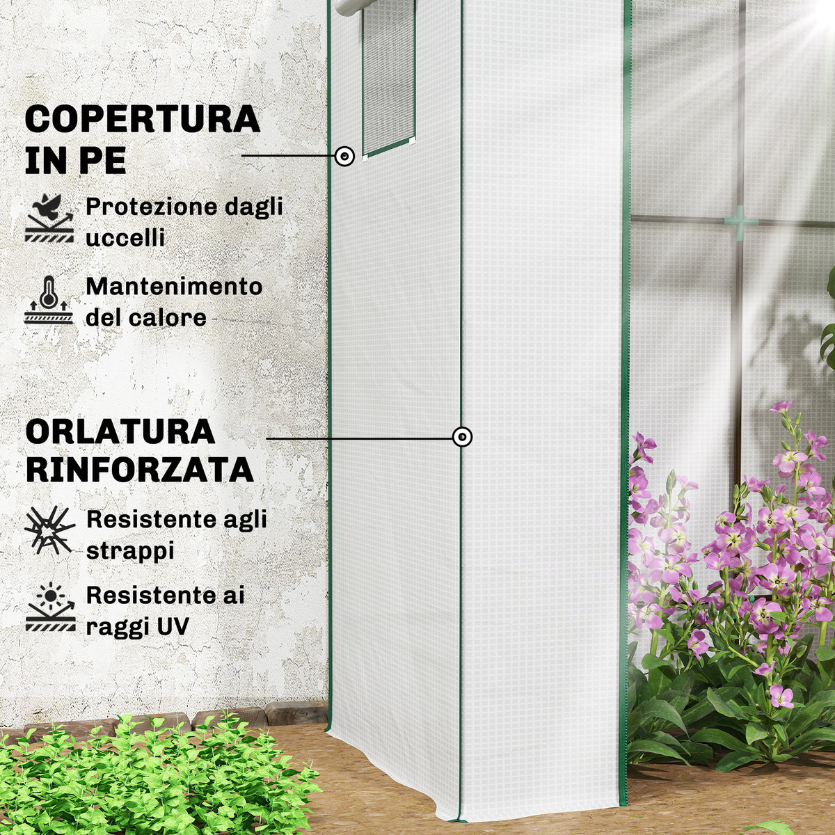 Serra da Giardino Murale 196x77x197 cm con 2 Finestre