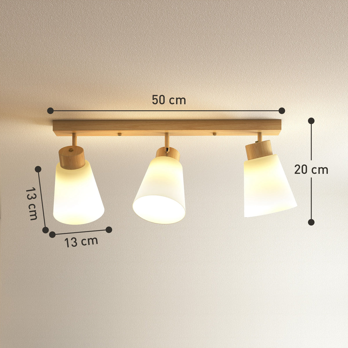 Lampadario da Soffitto 3 Punti Luce Color Legno