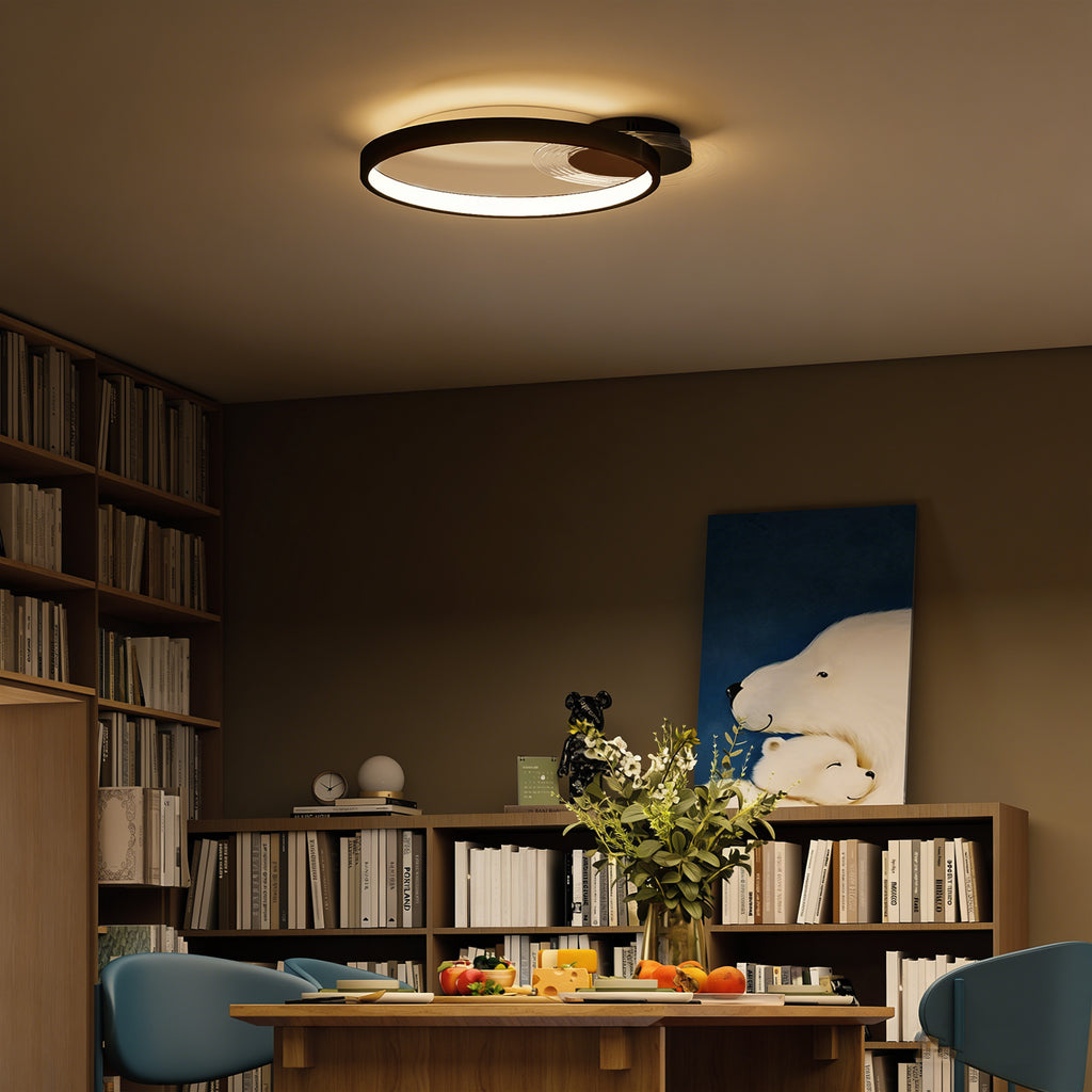 Plafoniera LED Moderna a 2 Anelli Nera 30W