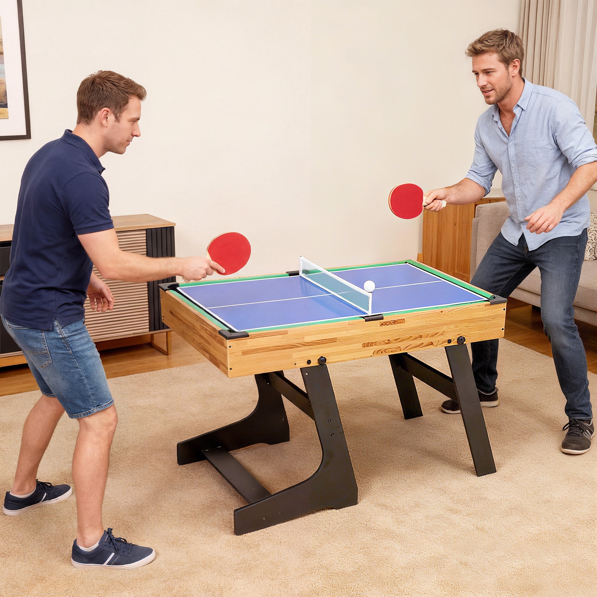 Tavolo Multigioco 13 in 1 Pieghevole con Calcio Balilla, Ping Pong, Biliardo e Hockey