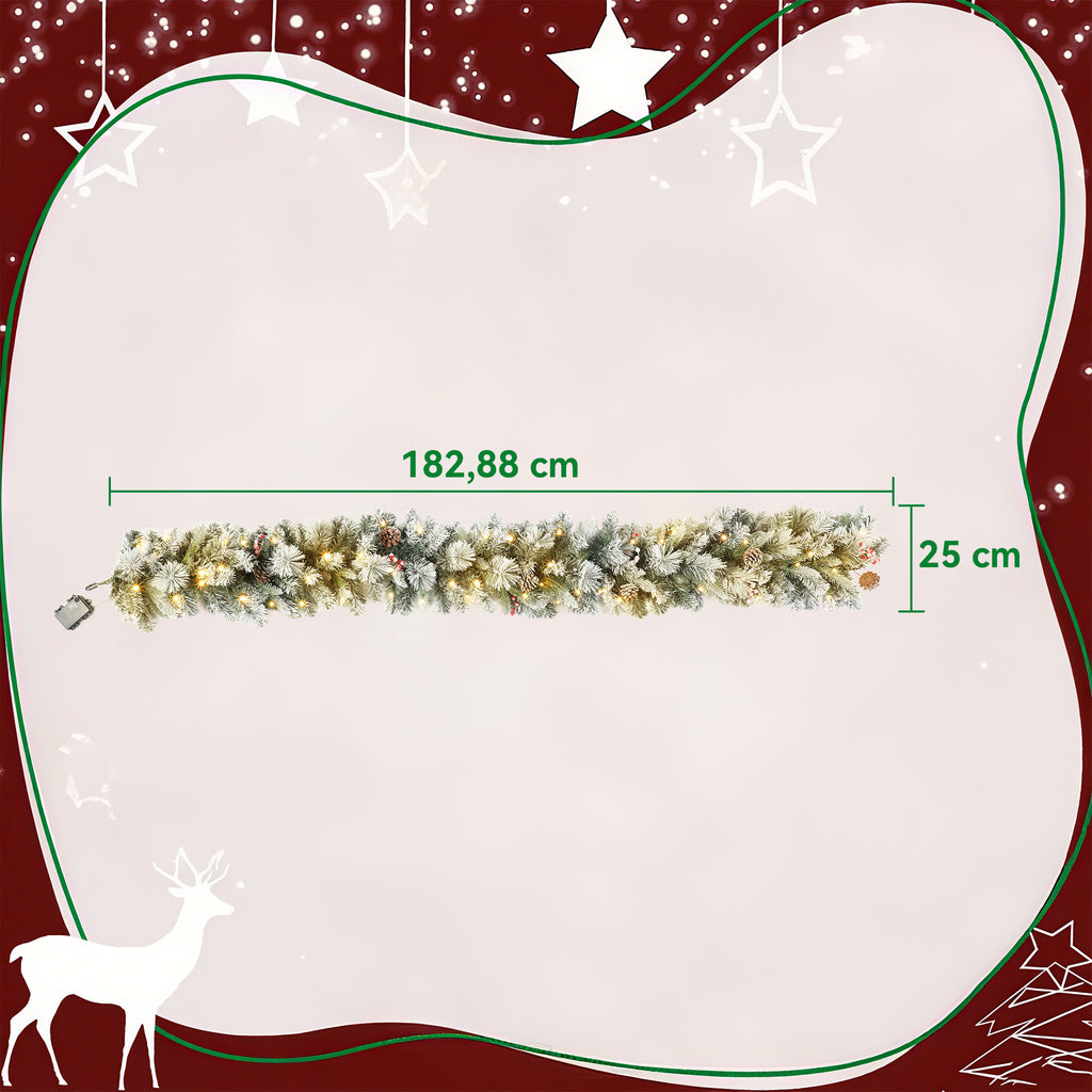 Ghirlanda Natalizia 180 cm con 50 Luci LED