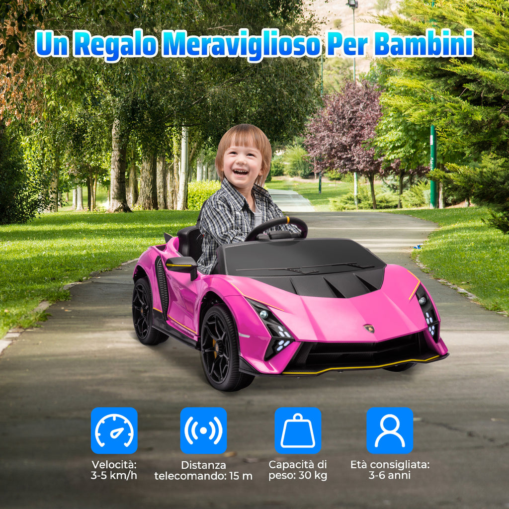Auto Elettrica Lamborghini Rosa 12V per Bambini