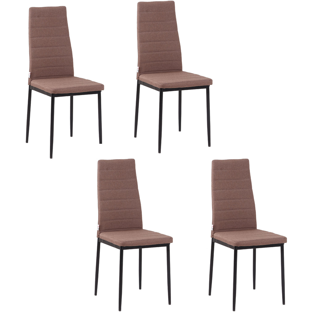 Set 4 Sedie Imbottite Moderne in Metallo e Tessuto Khaki