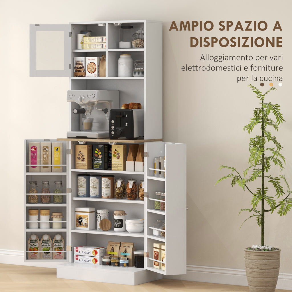 Mobile Porta Microonde con Ripiani Aperti, Armadietto e Portaspezie 60 x 35 x 169 cm