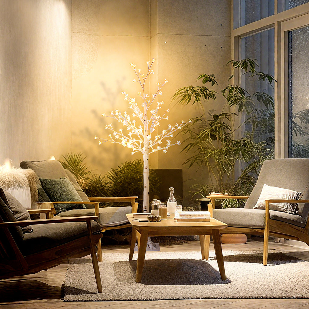 Albero di Ciliegio Artificiale 120 LED Bianco Caldo