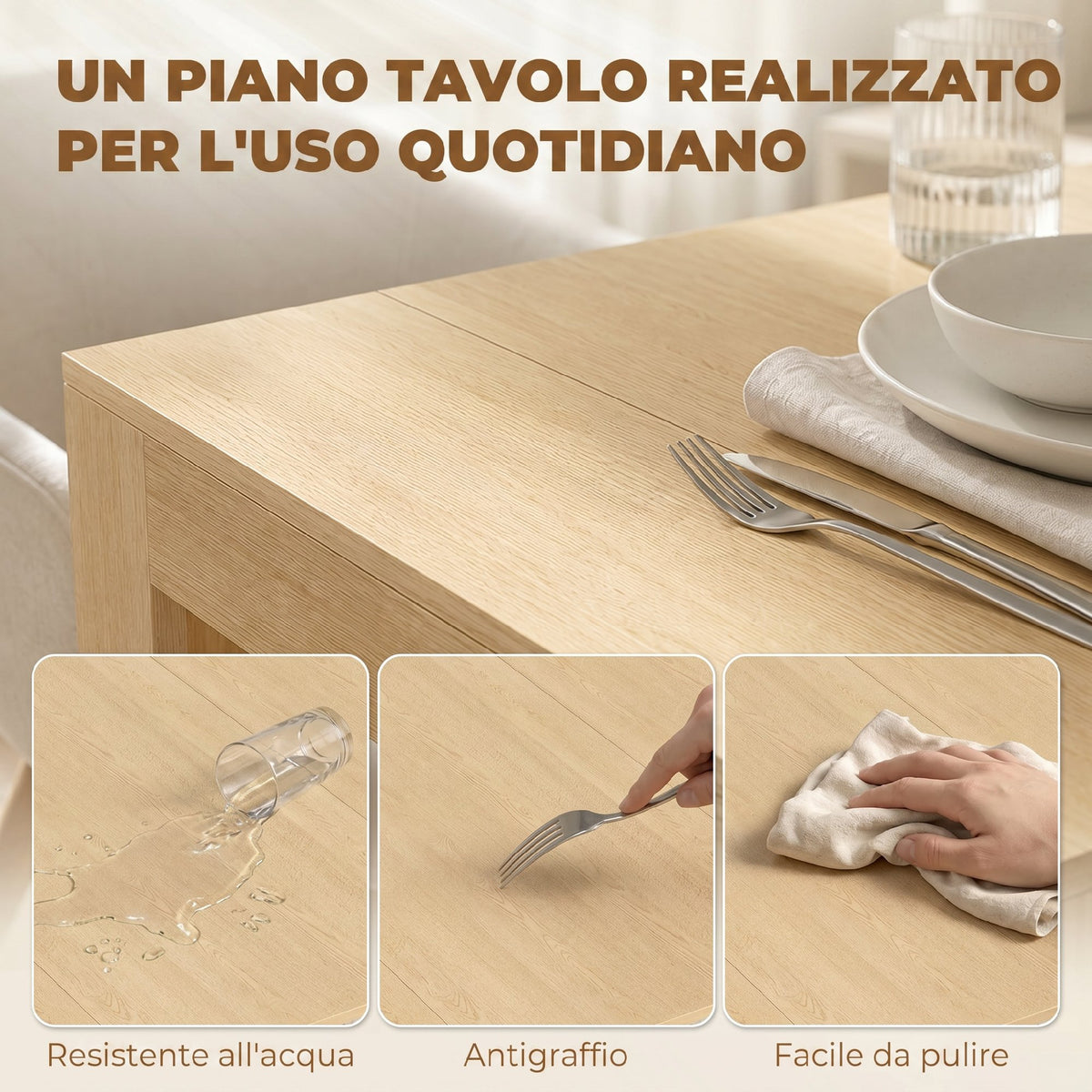 Tavolo Consolle Allungabile Effetto Legno Chiaro