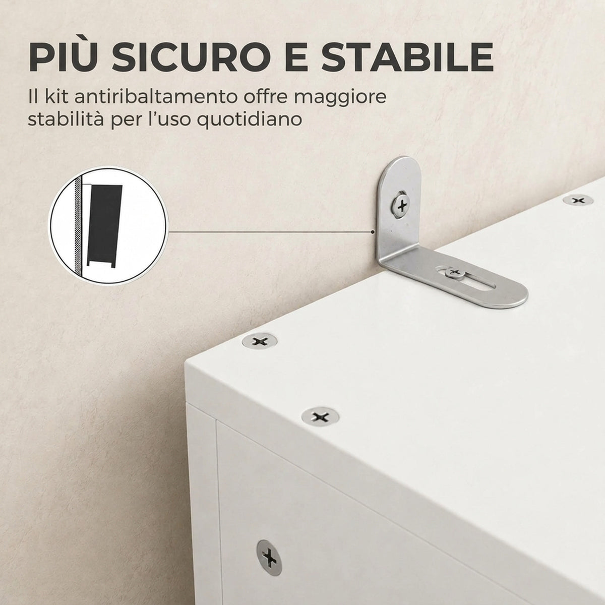 Mobiletto Bagno Slim Bianco con Ruote e Cassetto