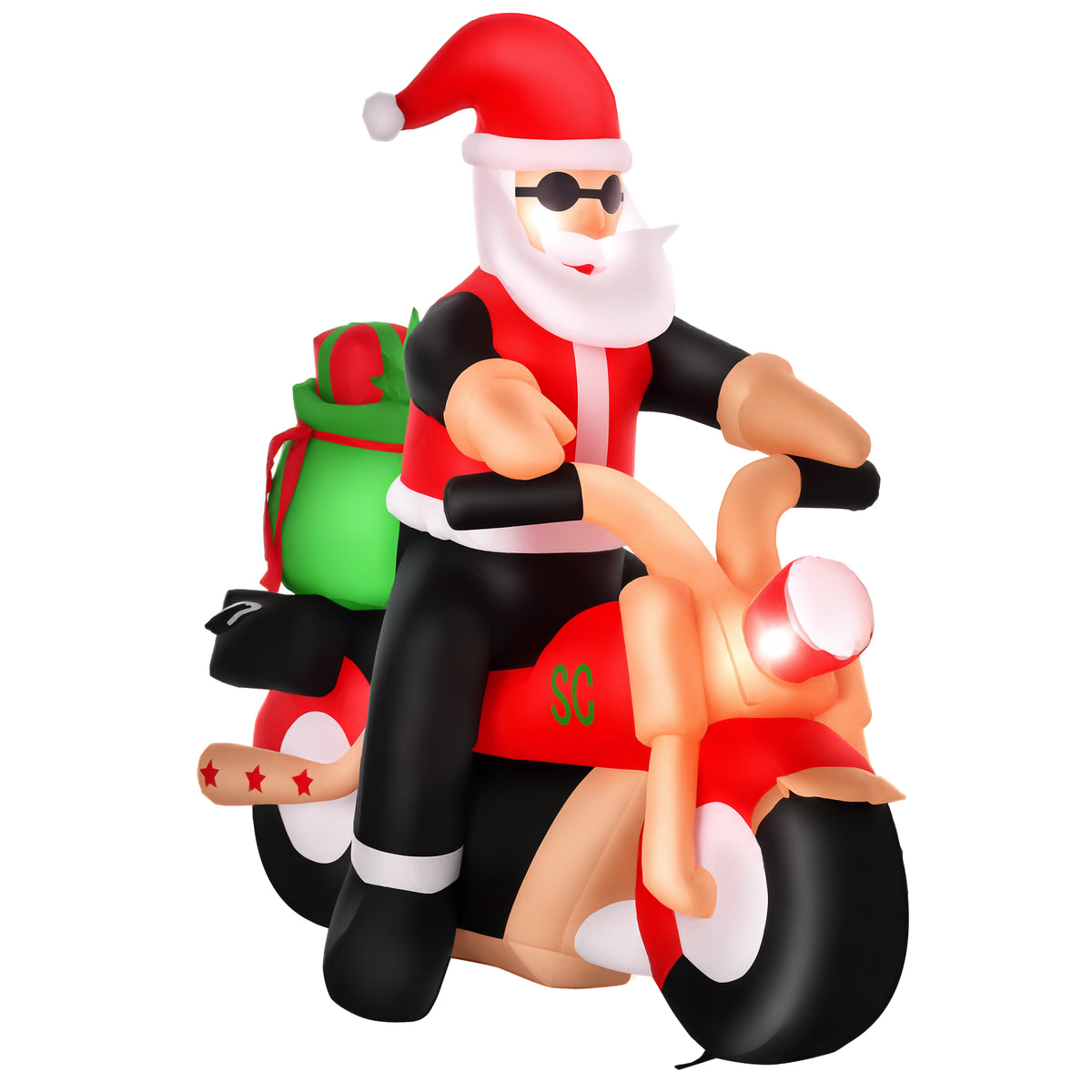 Babbo Natale Gonfiabile su Motocicletta con Luci LED