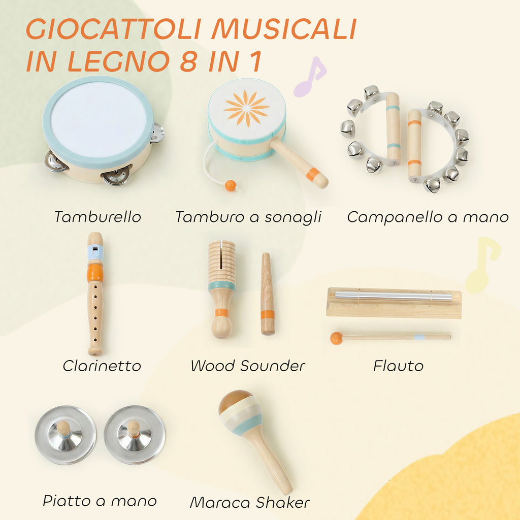 Set Strumenti Musicali per Bambini in Legno – Percussioni Montessori