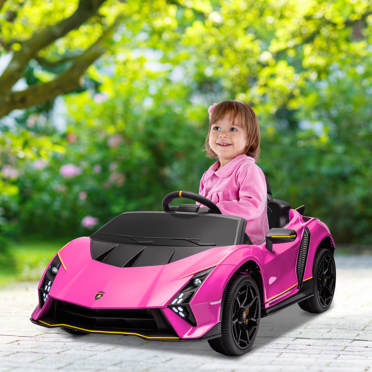 Auto Elettrica Lamborghini Rosa 12V per Bambini