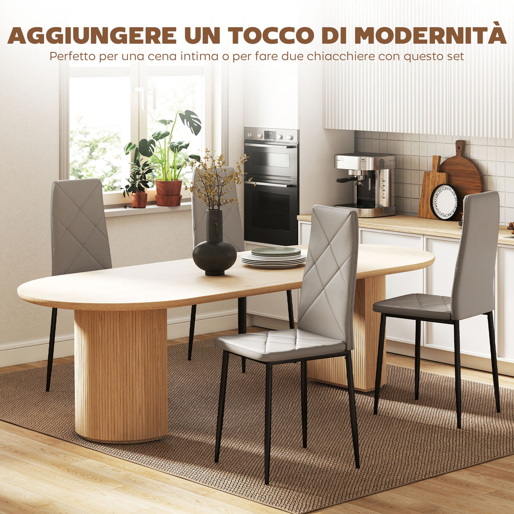Set 4 Sedie da Pranzo in Finta Pelle Grigia