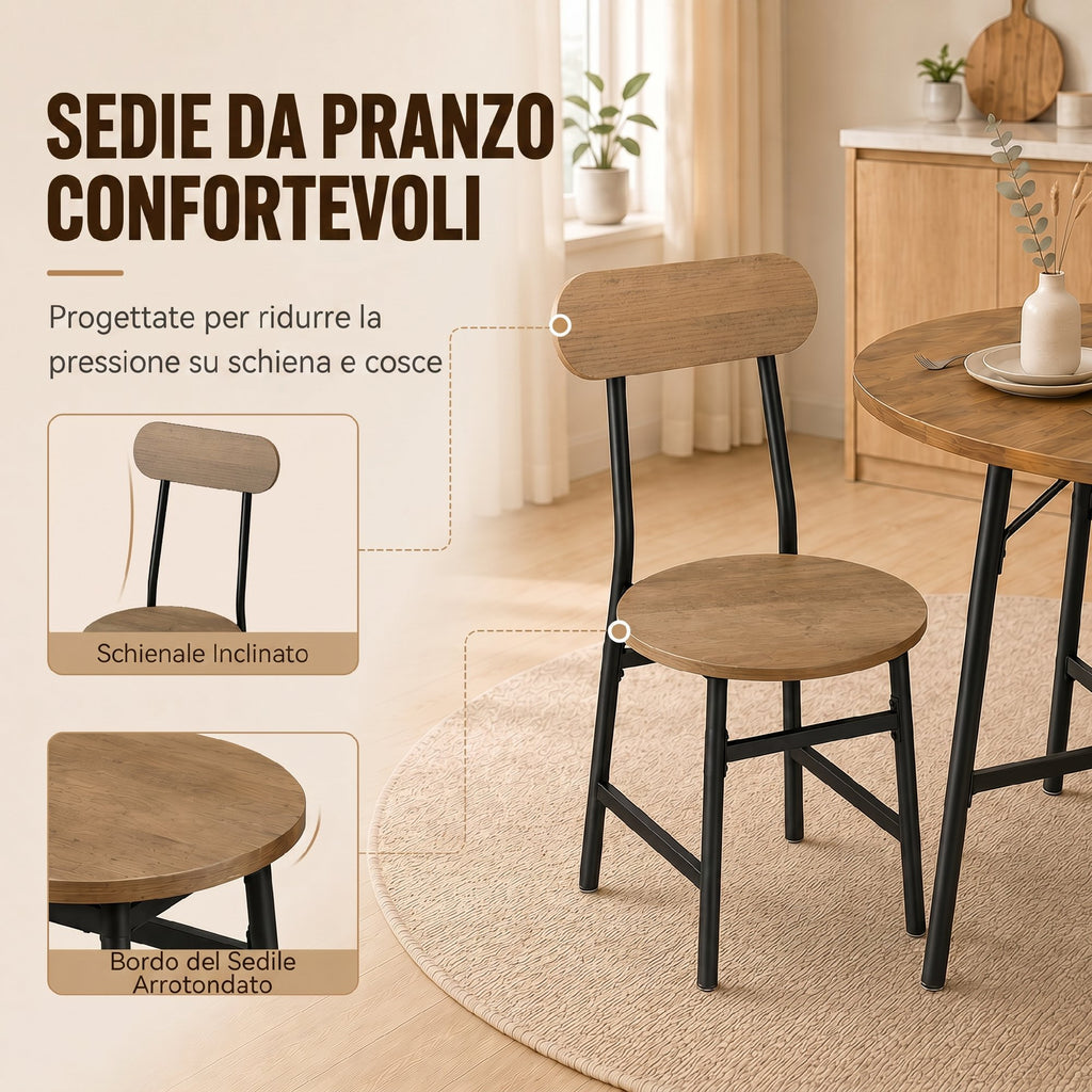 Set da Pranzo Tavolo e 4 Sedie Finitura Naturale