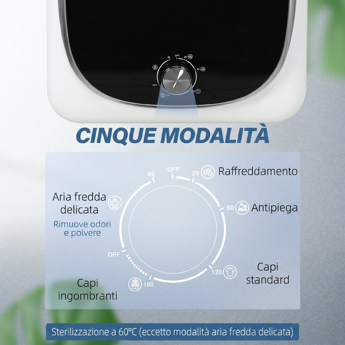 Asciugatrice a Ventilazione 4 kg 800 W con 5 Modalità
