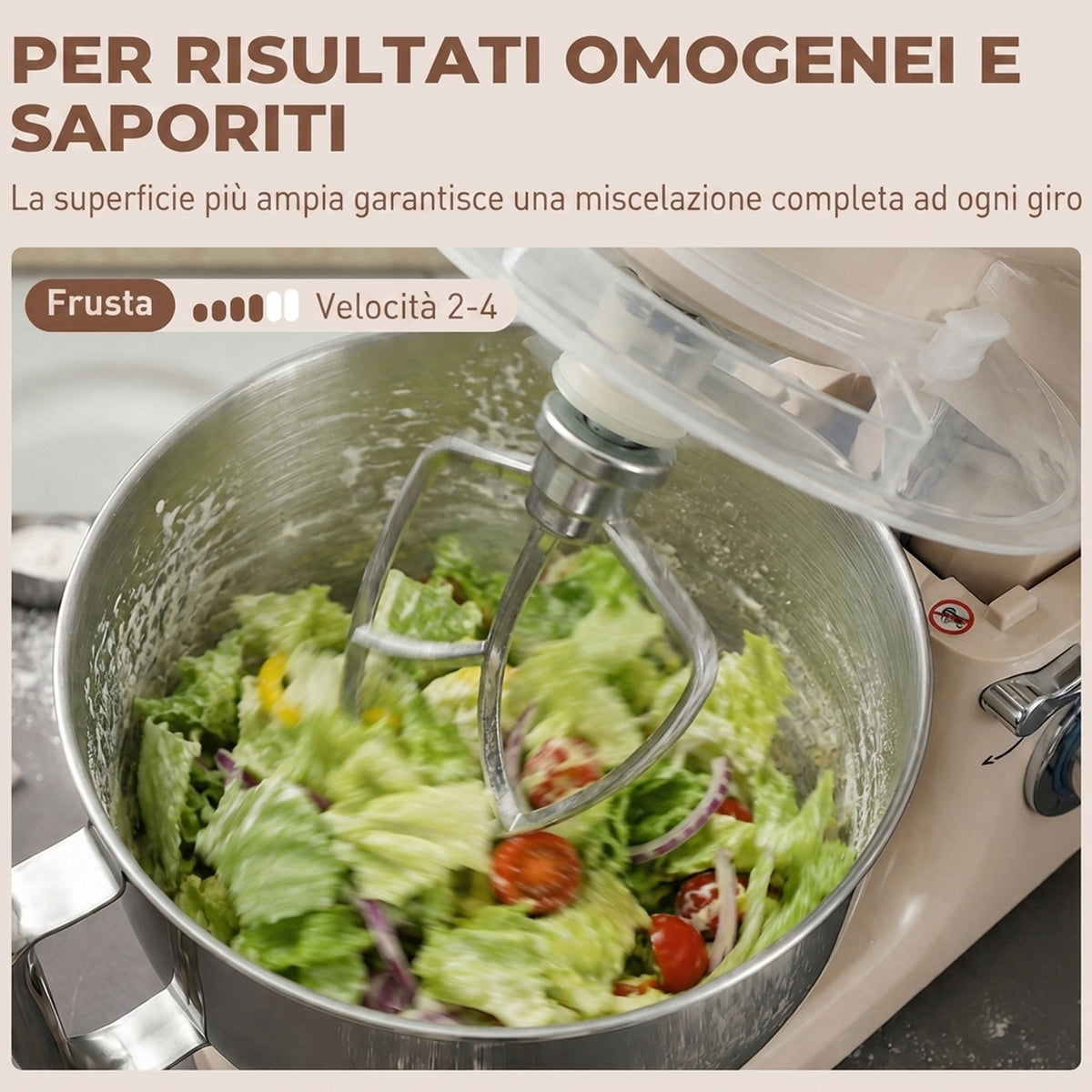Titolo prodotto:
Impastatrice Planetaria 4,5 L 1300 W Beige