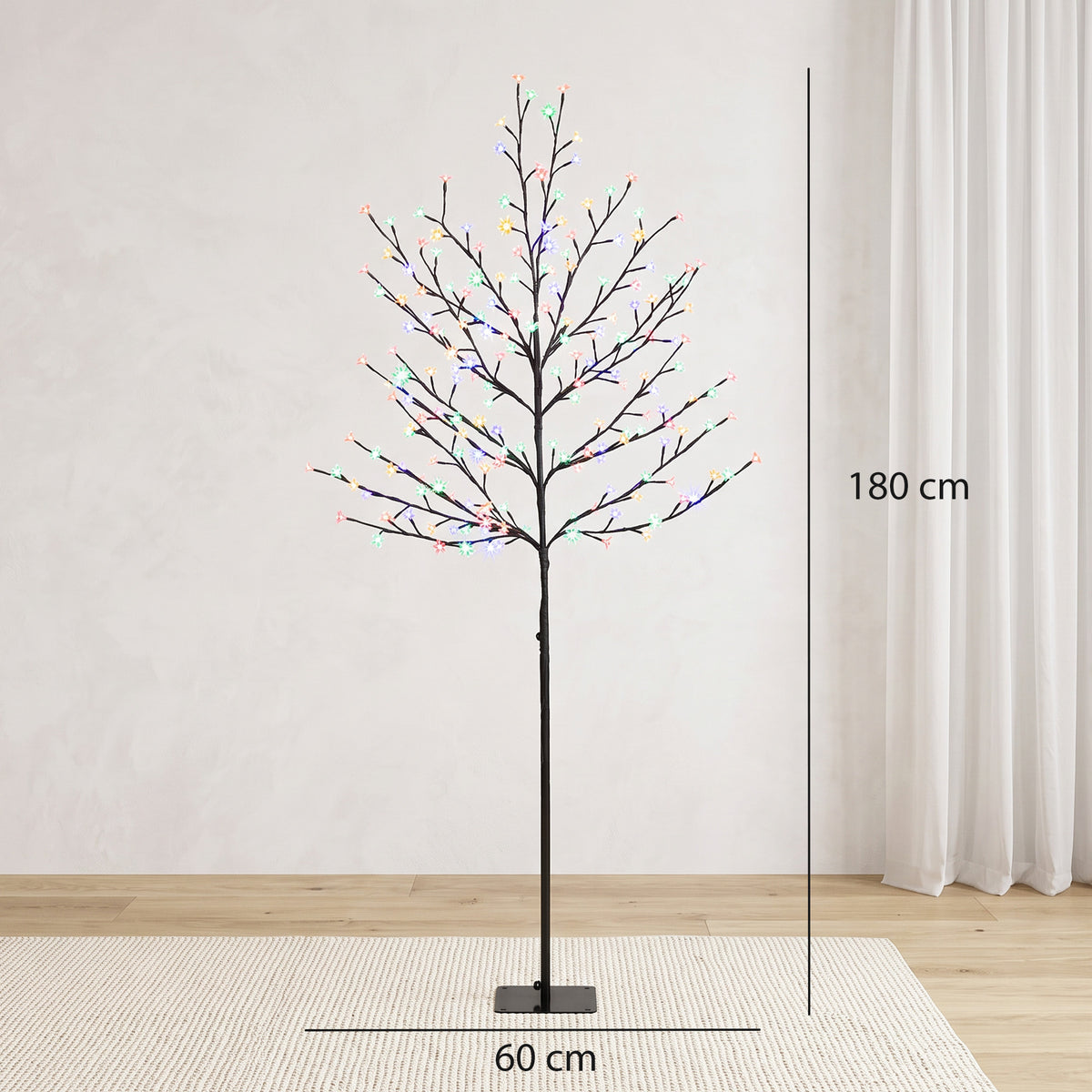 Albero di Natale di Ciliegio 180 cm con Luci LED
