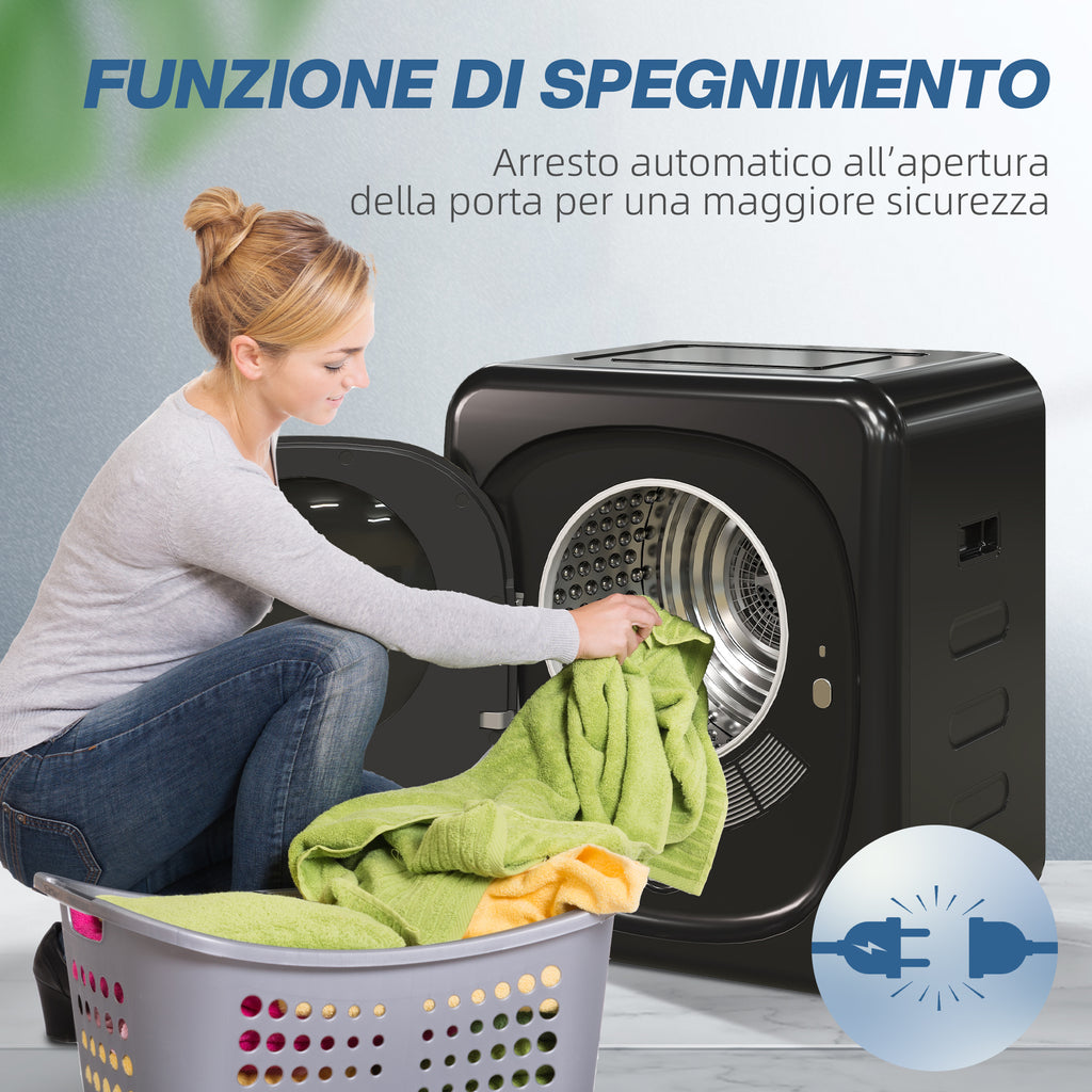 Asciugatrice 4 kg con Disinfezione UV Nera