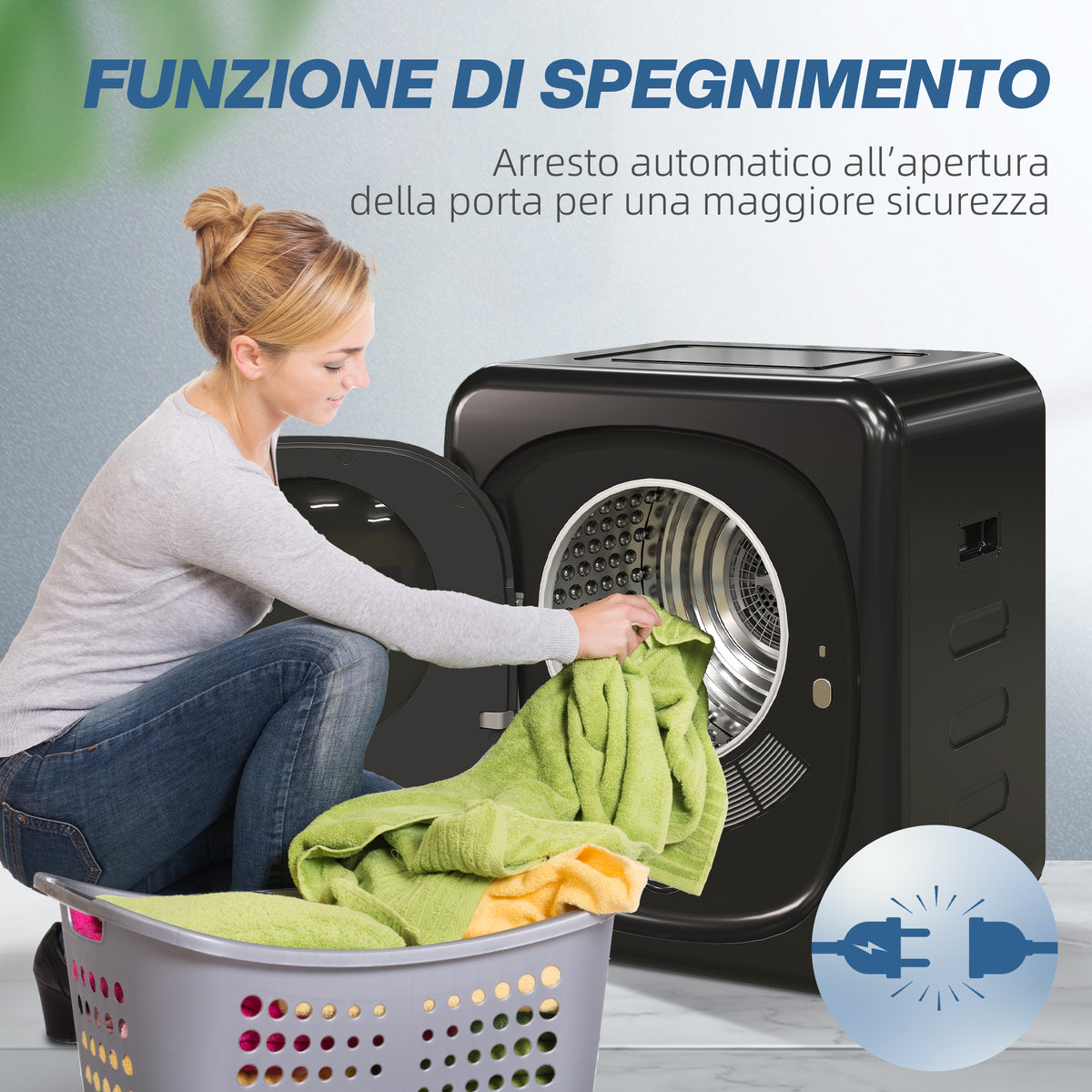 Asciugatrice 4 kg con Disinfezione UV Nera