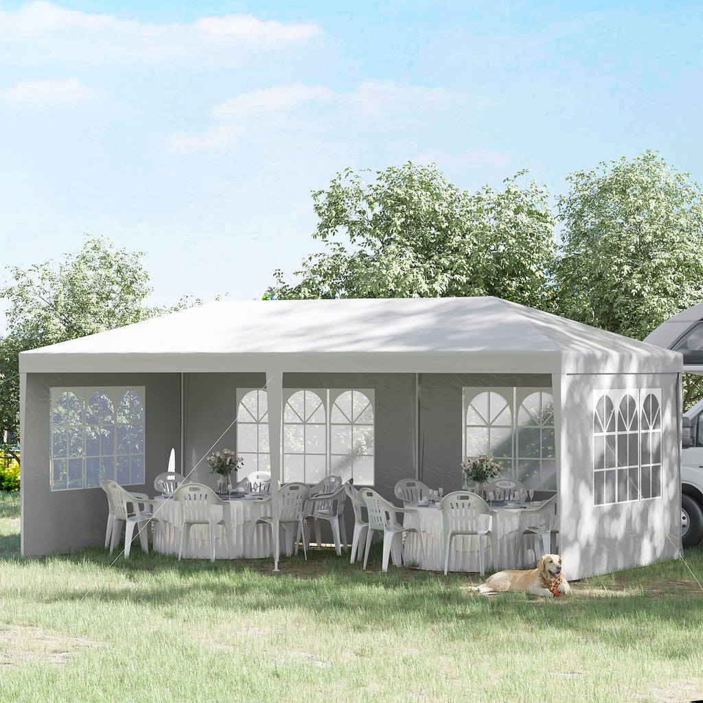 Gazebo da Giardino per Eventi 5,8 x 2,9 m con 4 Pareti Rimovibili e Finestre