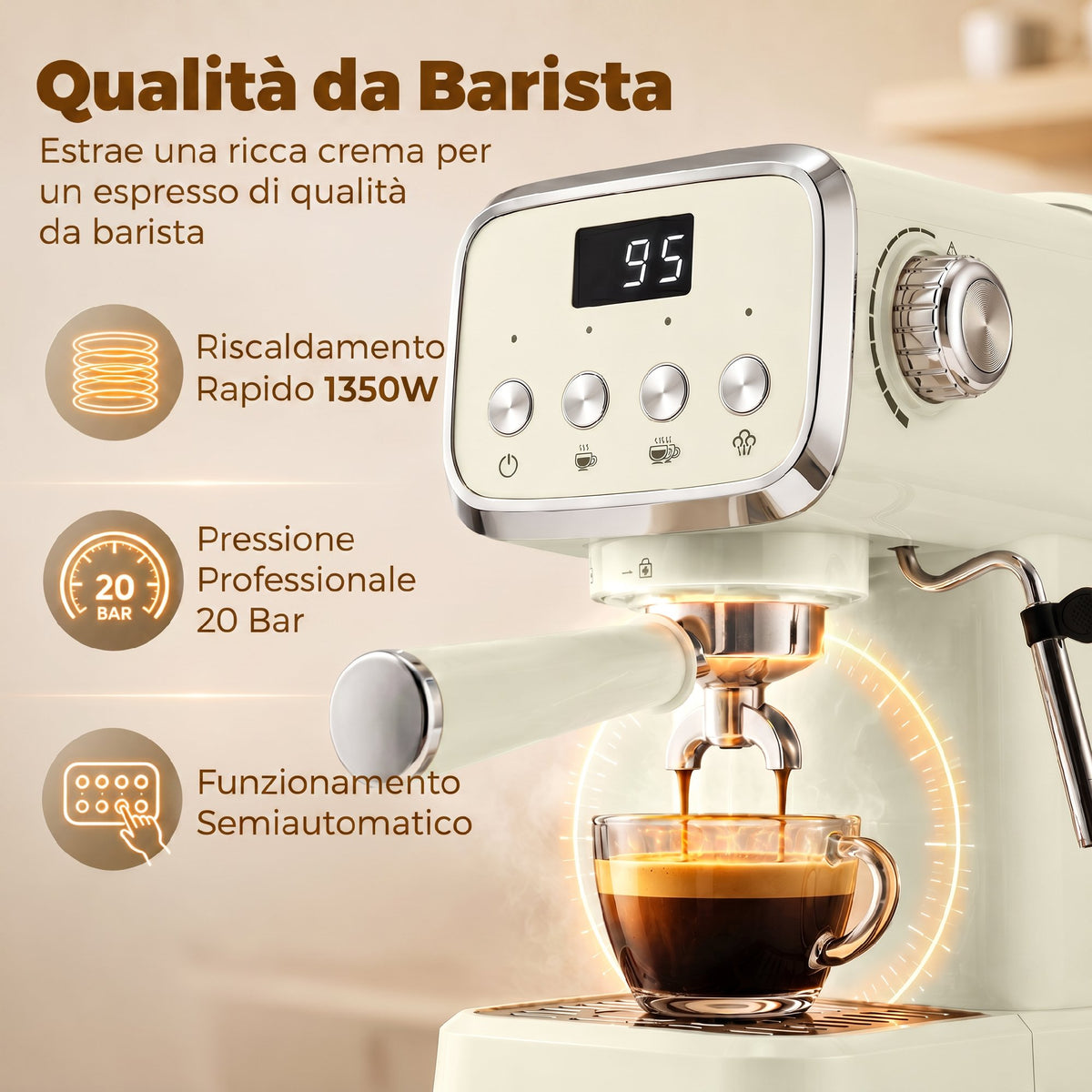 Macchina da Caffè Espresso Semiautomatica 20 Bar