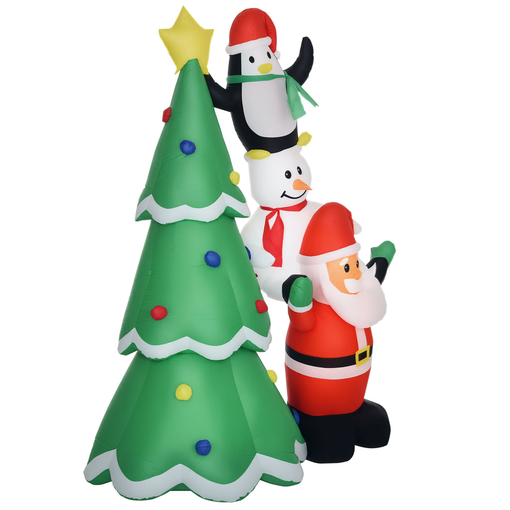 Babbo Natale Gonfiabile con Pinguino e Pupazzo di Neve