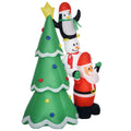 Babbo Natale Gonfiabile con Pinguino e Pupazzo di Neve