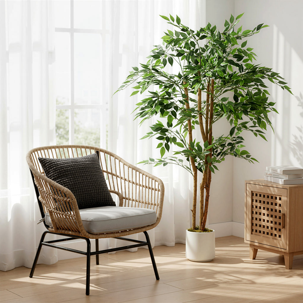 Pianta Artificiale Baniano da 150 cm con Tronco in Legno