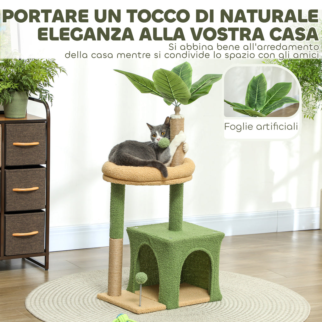 Albero Tiragraffi per Gatti con Casetta e Lettino 98 cm