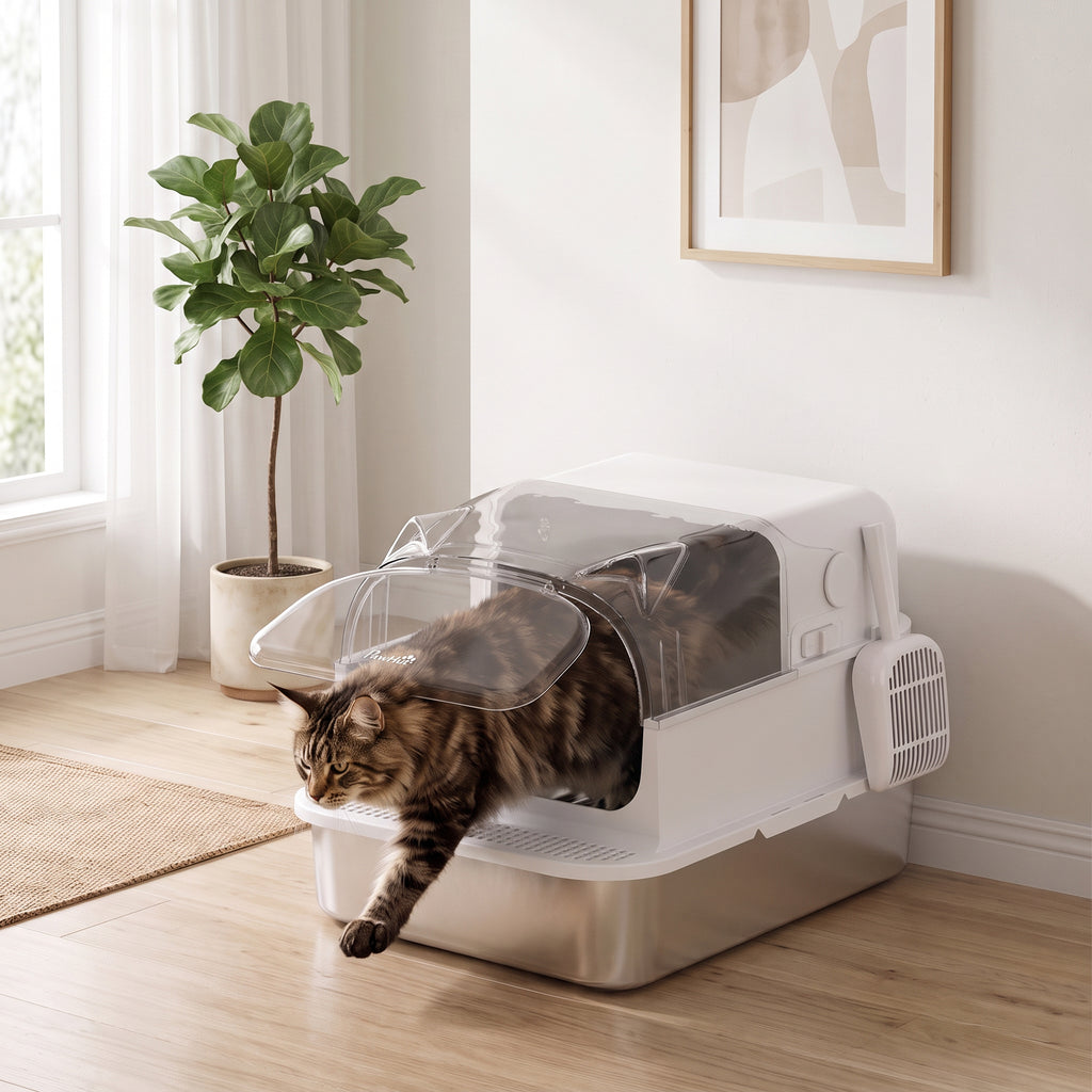 Lettiera Gatto XL 90L in Acciaio Inox con Coperchio