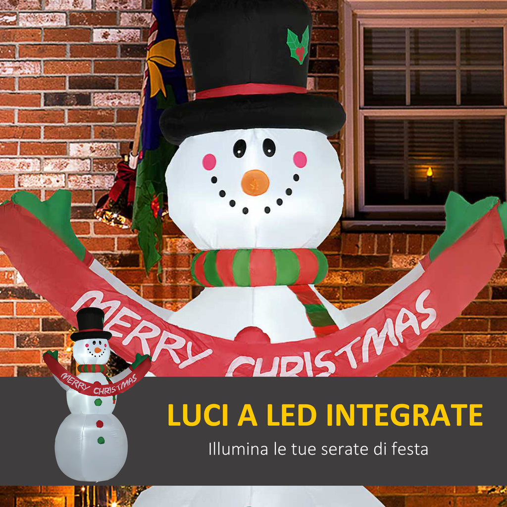 Pupazzo di Neve Gonfiabile 243 cm con 3 Luci LED