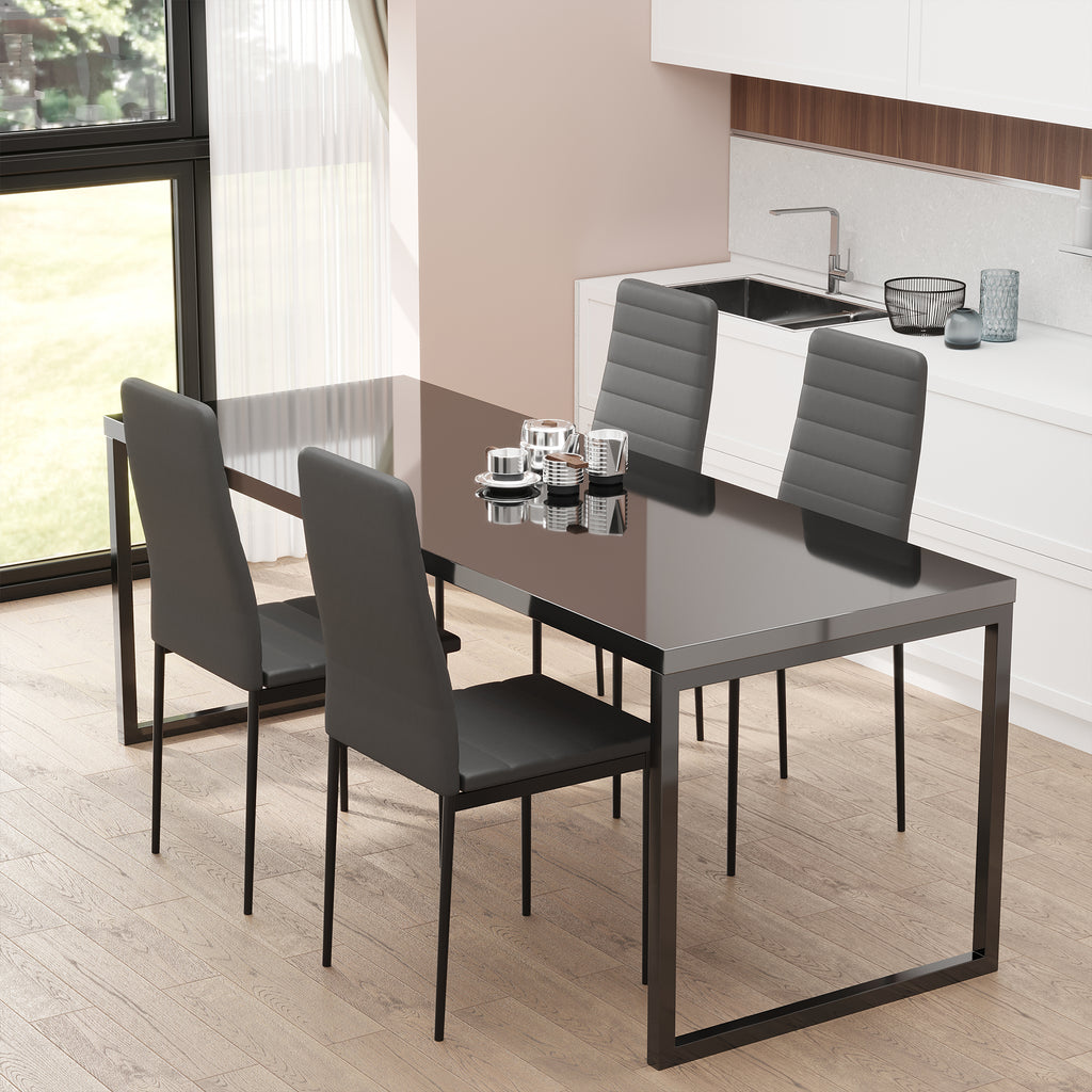 Set 4 Sedie Imbottite Nere Moderne in Metallo e Tessuto