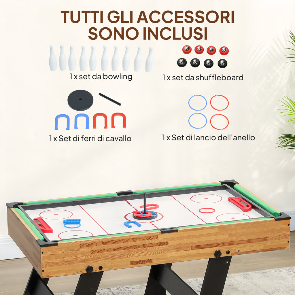 Tavolo Multigioco 13 in 1 Pieghevole con Calcio Balilla, Ping Pong, Biliardo e Hockey
