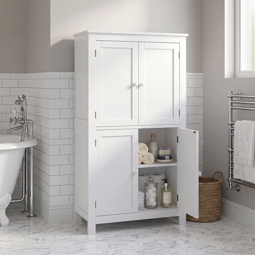 Mobile Bagno Bianco con 4 Ante e Ripiani Regol