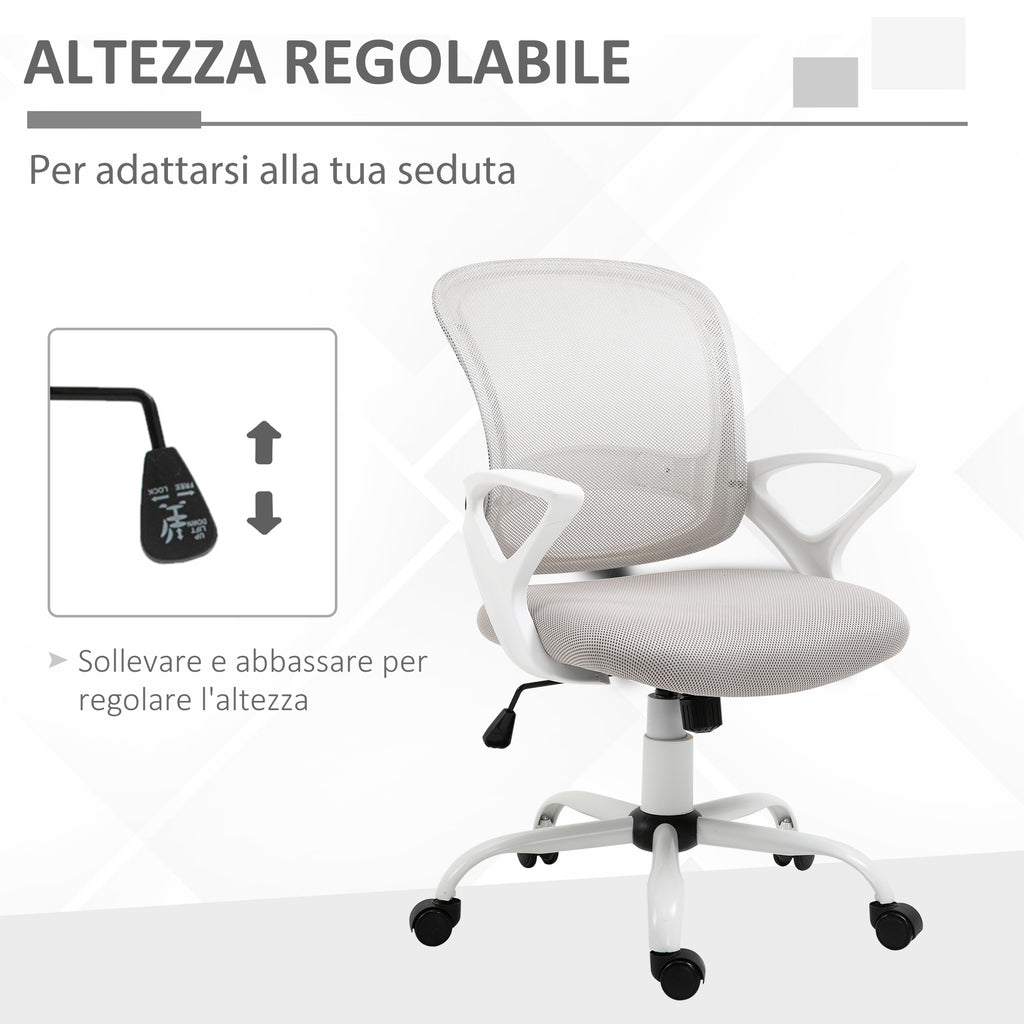 Sedia Ergonomica da Ufficio Grigia in Rete Regolabile