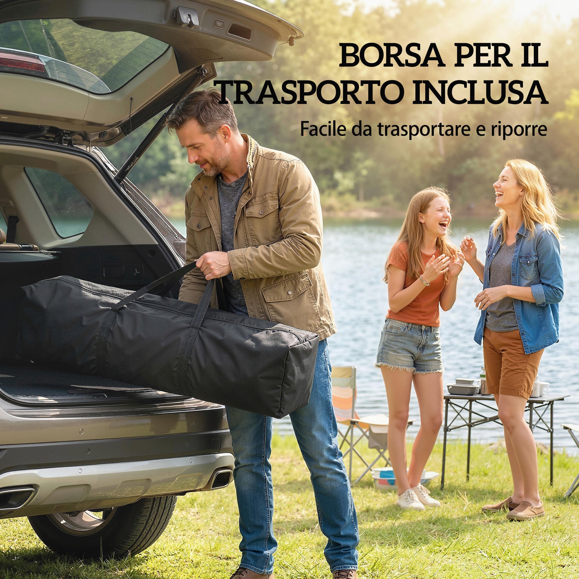 Gazebo Pop-Up Pieghevole 3x3 m con Luce LED, USB e Altezza Regolabile