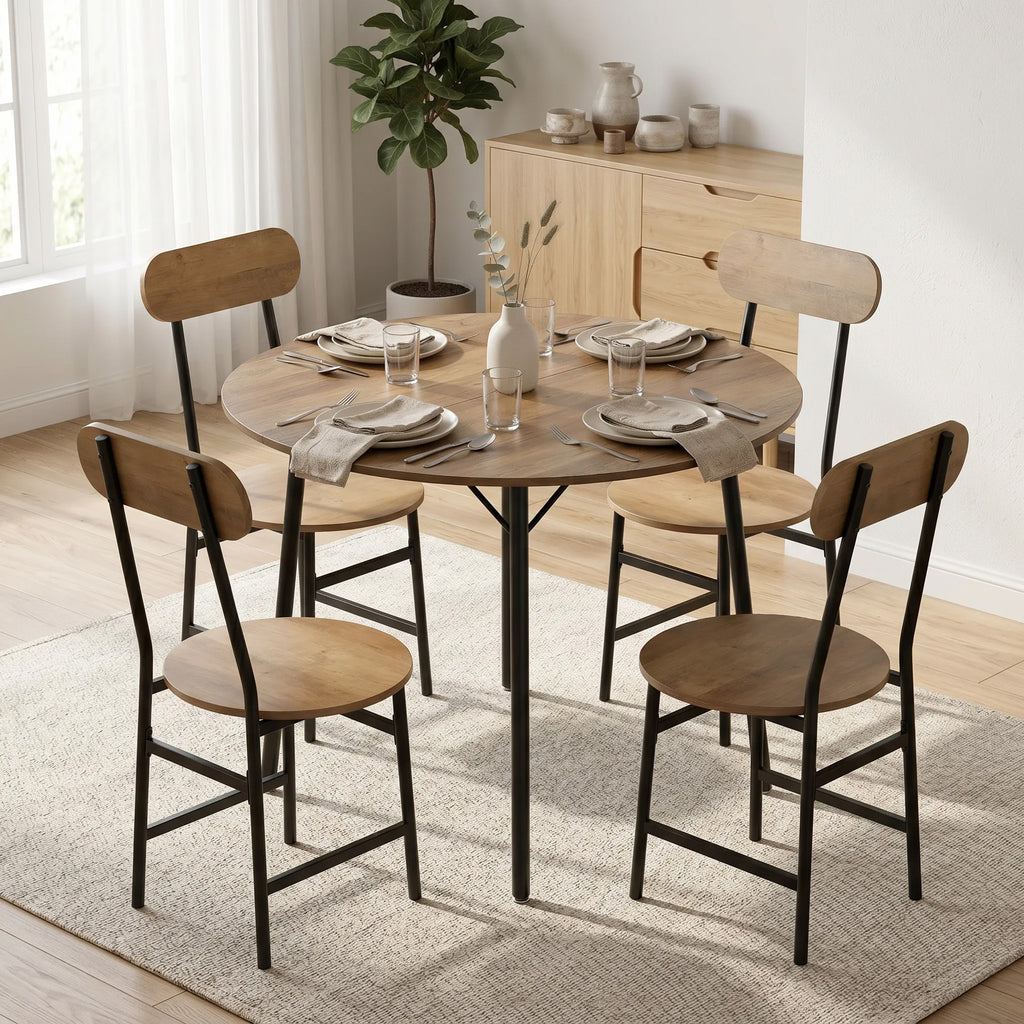 Set da Pranzo Tavolo e 4 Sedie Finitura Naturale