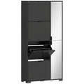 Scarpiera Nera con Specchio e 4 Cassetti Ribaltabili