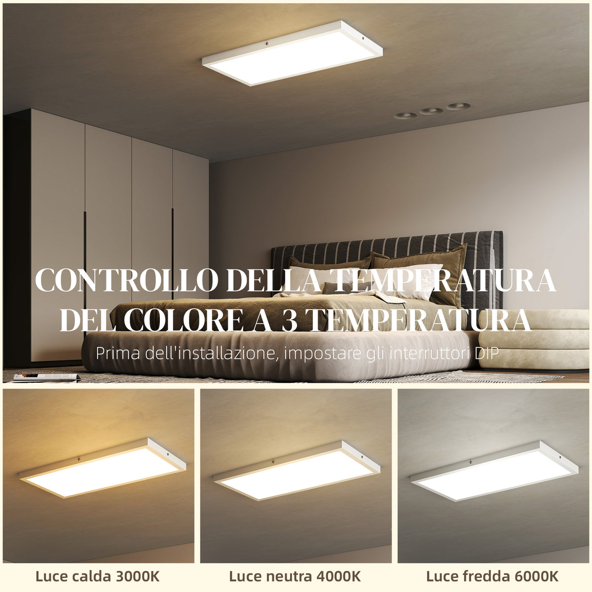 Set 2 Plafoniere LED Sottili e Minimal Bianche