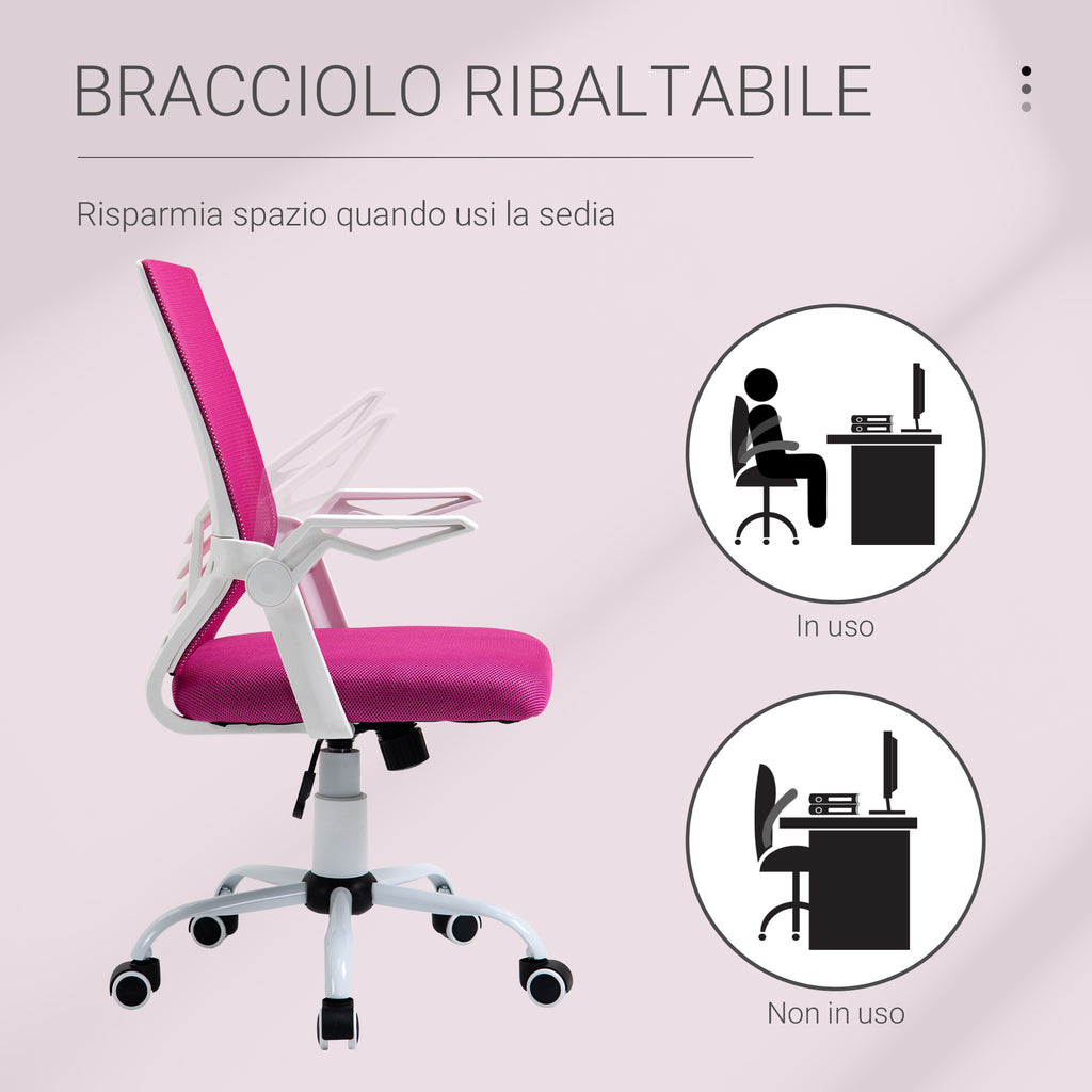 Sedia da Ufficio Ergonomica Rosa con Supporto Lombare