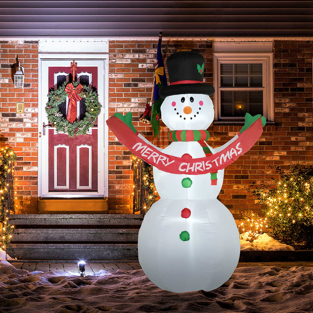 Pupazzo di Neve Gonfiabile 243 cm con 3 Luci LED