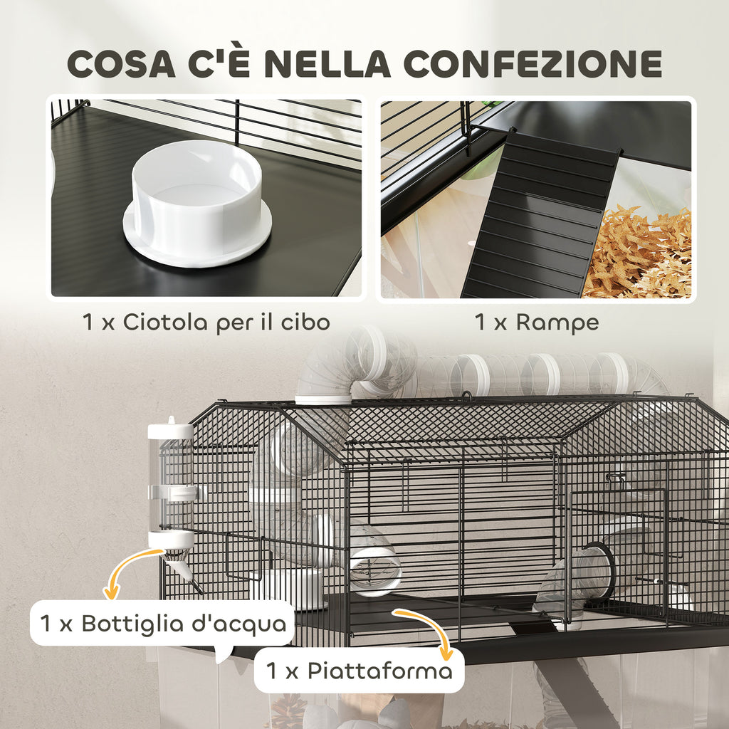 Gabbia per Criceti a 2 Piani con Ruote e Accessori