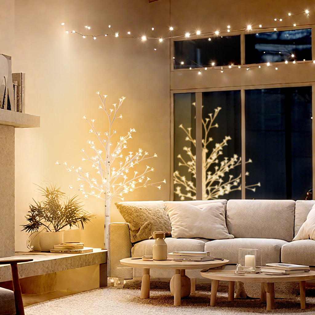 Albero di Ciliegio Artificiale 120 LED Bianco Caldo